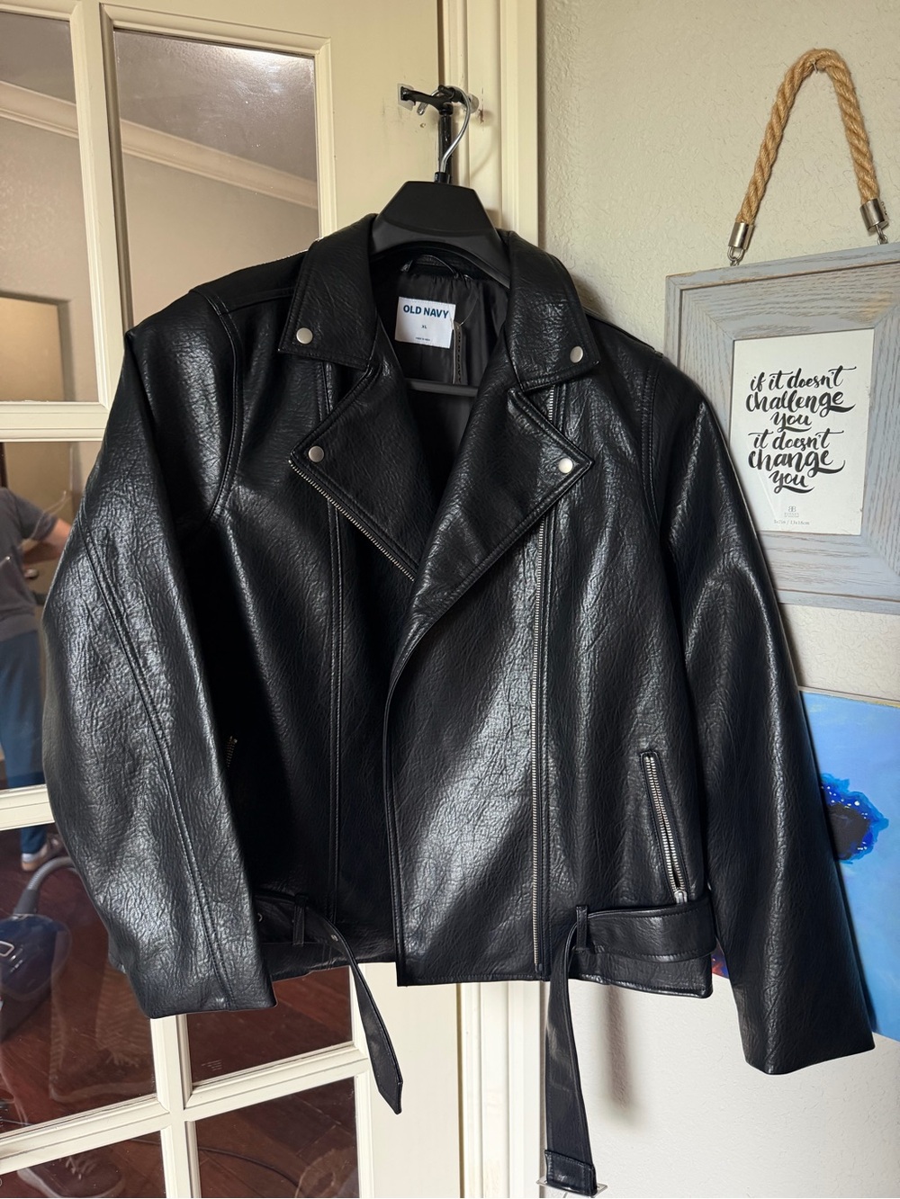 Old Navy Black Faux Leather Moto XL Biker Jacket NWT